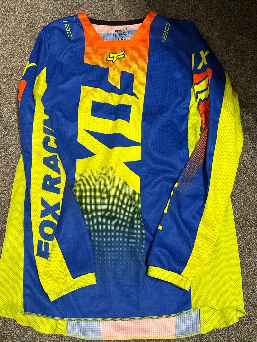Fox Men’s Blue, Neon Yellow & Orange Motocross Jersey